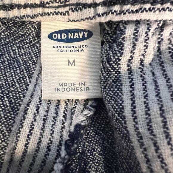 Old Navy womens size M linen Viscose blend bohemian wide striped flare leg pant - Picture 7 of 8